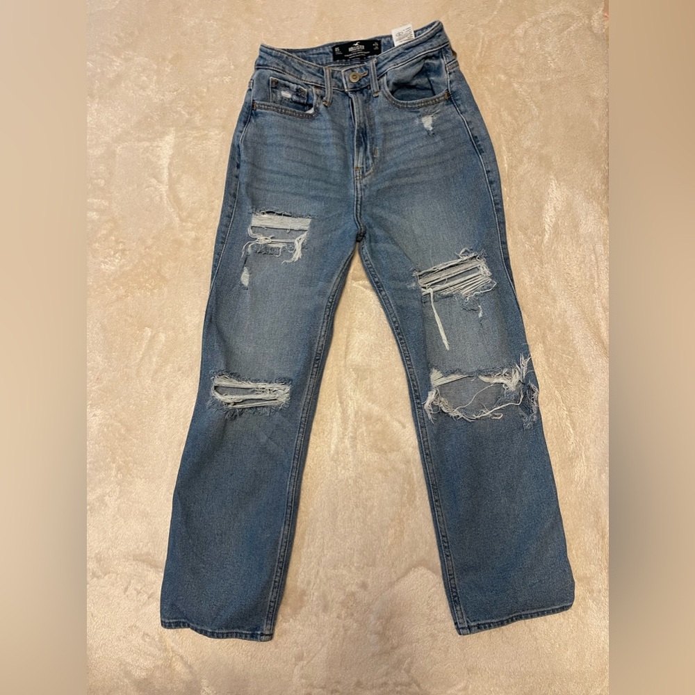 Hollister Ultra High-Rise Vintage Straight Jeans Medium Wash Size 24 Short